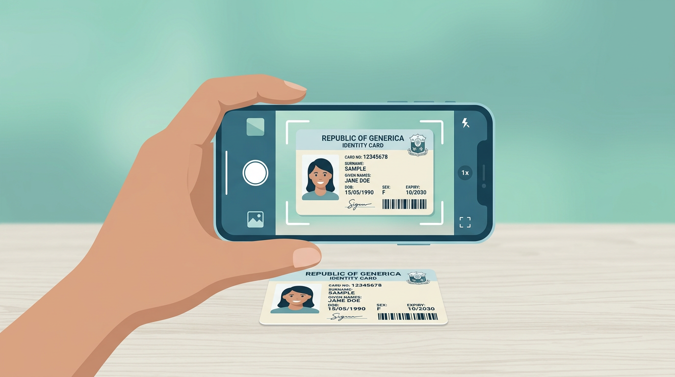 A phone camera capturing an ID card