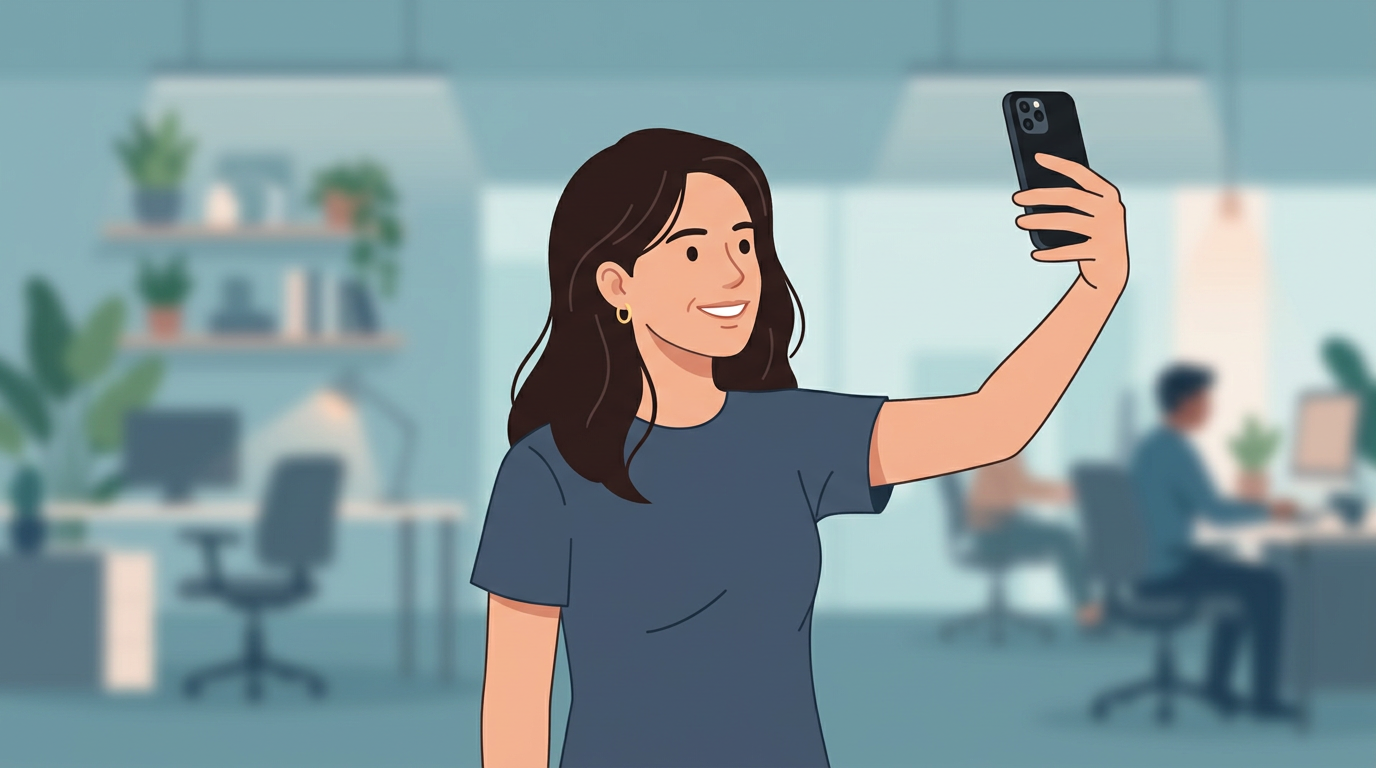 A user taking a selfie with a phone
